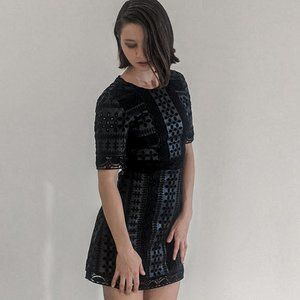 'ZARA Woman' Black Dress, with lace and vegan leather.